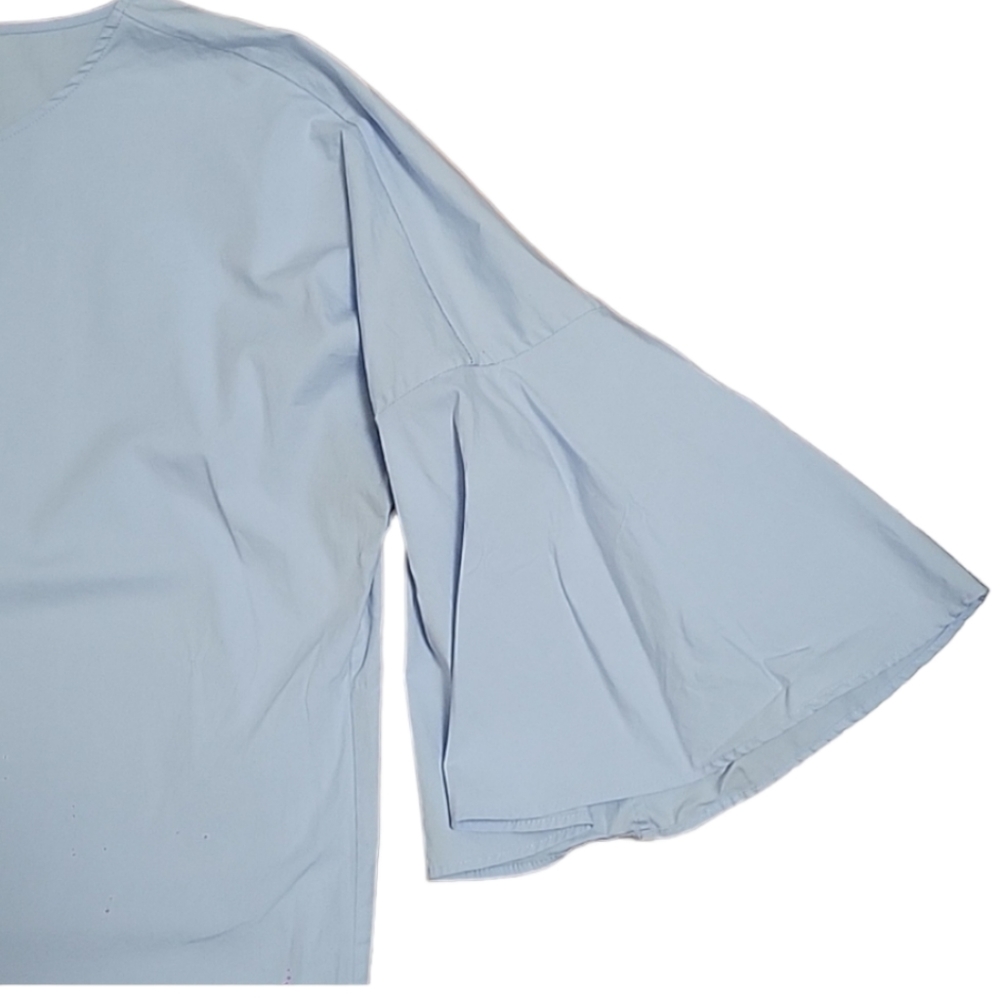 Lord & Taylor Light Blue Cotton Top Flare Sleeves Sz US XLARGE - Picture 6 of 9